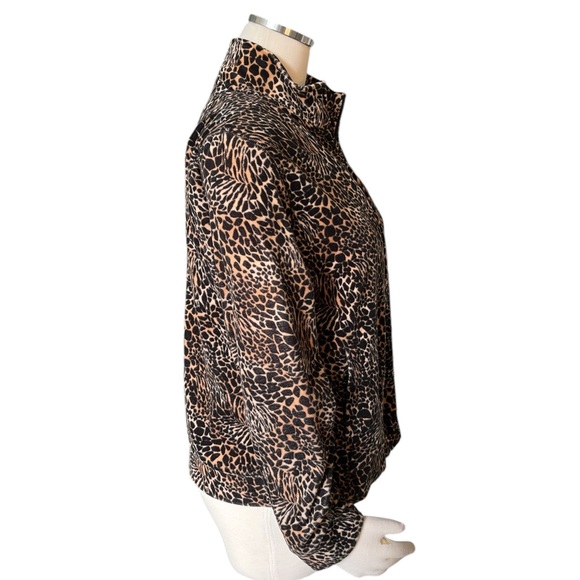 Kim Rogers Long Sleeve Animal Print Velour Zip Jacket Size M - Picture 2 of 10